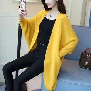Long Cardigan Sweater with Bat Sleeve