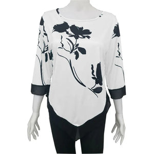 Lace Splice Floral Printing Tee Shirt