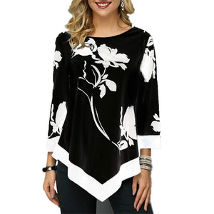 Lace Splice Floral Printing Tee Shirt