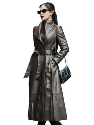 Soft Faux Leather Trench Coat