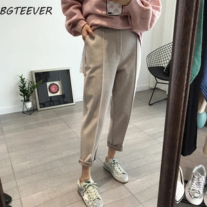 BGTEEVER Winter Pencil Pants Wool Pants
