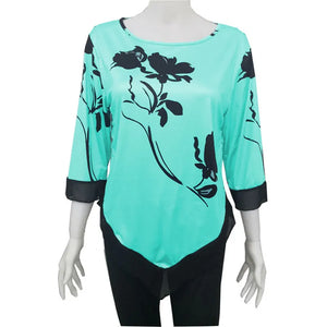 Lace Splice Floral Printing Tee Shirt