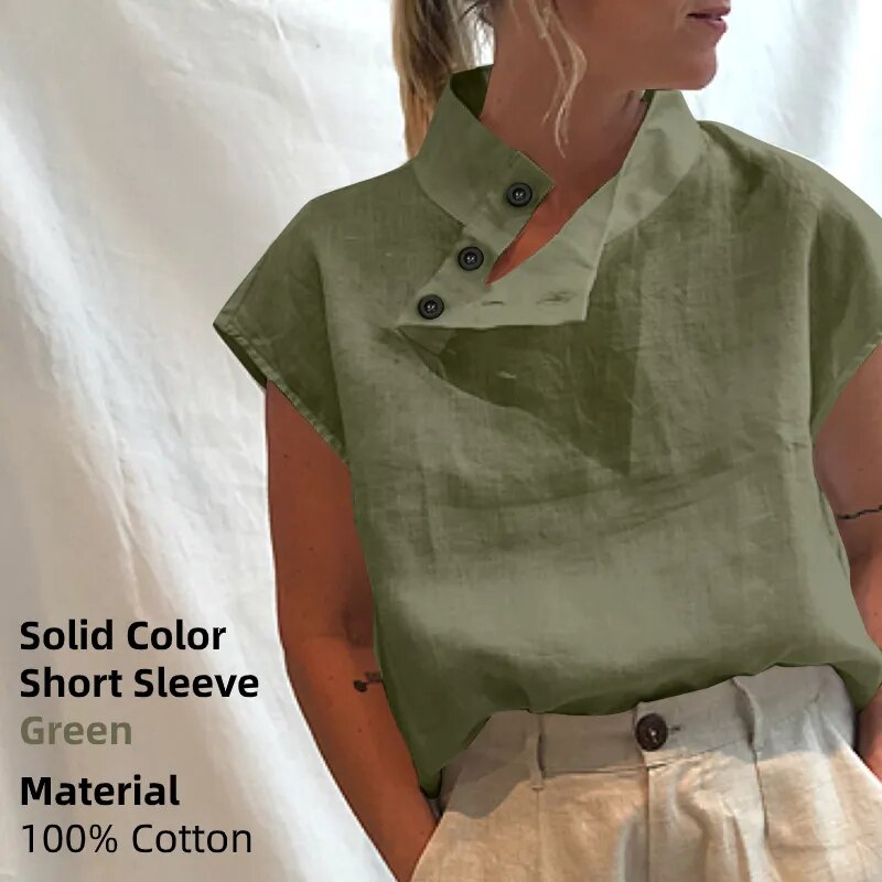 Linen Blusas Mujer Stylish White Shirt
