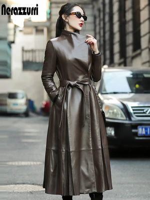 Soft Faux Leather Trench Coat