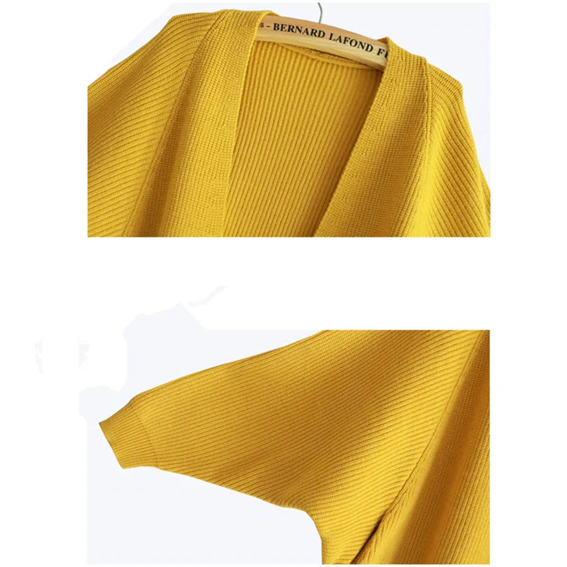 Long Cardigan Sweater with Bat Sleeve