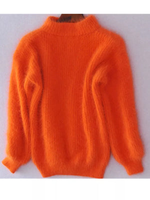 Lantern Sleeve Casual Solid Color Pullover Pull Femme