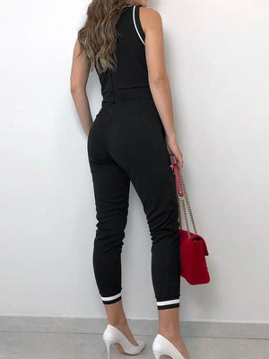 Binding Tie Waist Casual Jumpsuit