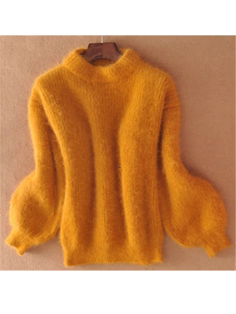Lantern Sleeve Casual Solid Color Pullover Pull Femme