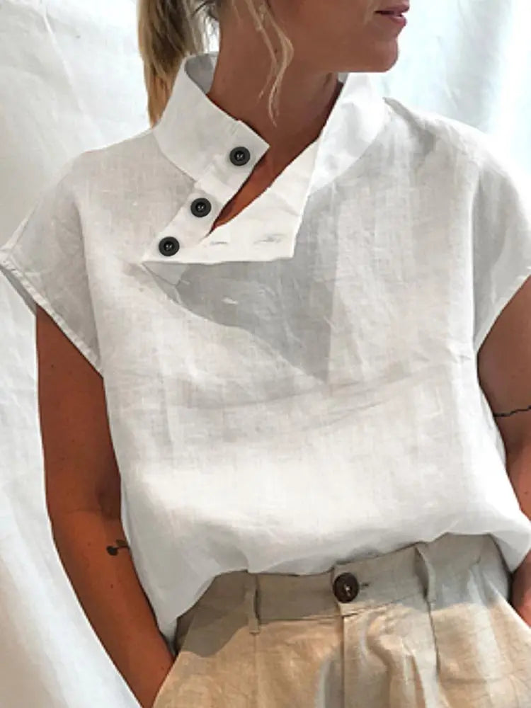 Linen Blusas Mujer Stylish White Shirt