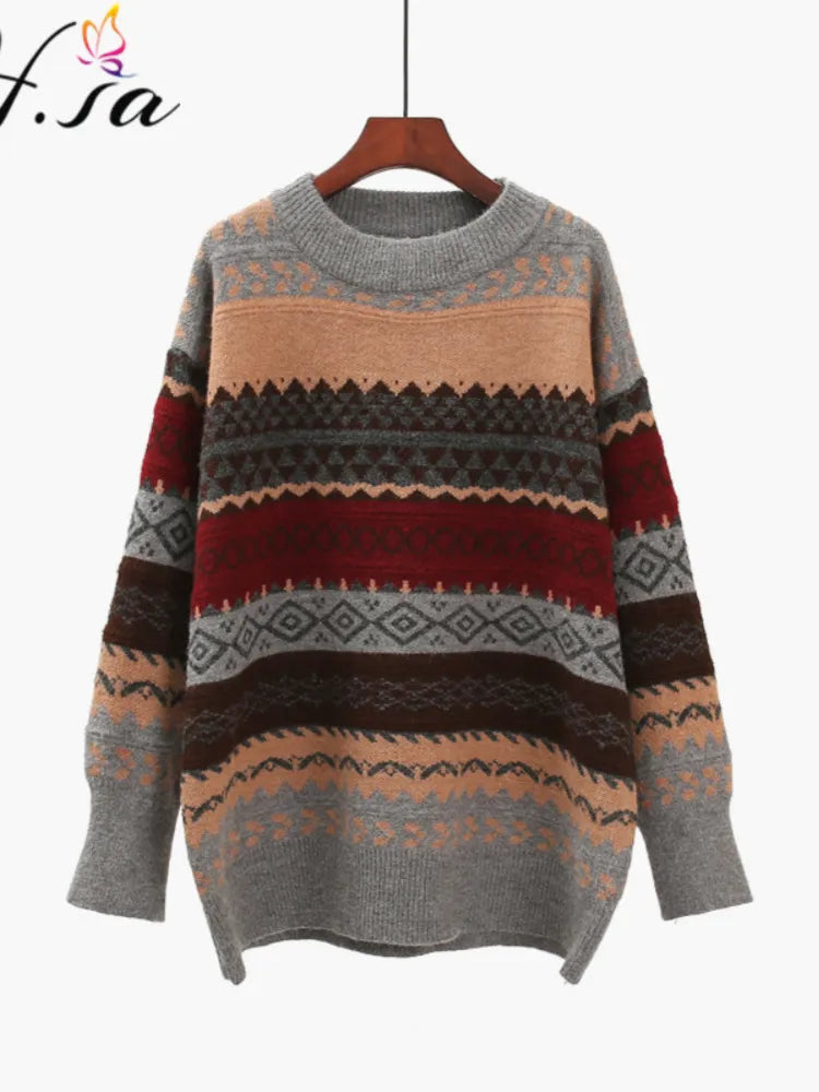 Pullover Knit Loose Striped Pull Jumpers