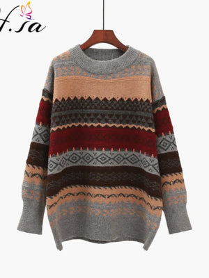 Pullover Knit Loose Striped Pull Jumpers