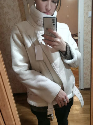 Ailegogo Fur Leather Coats