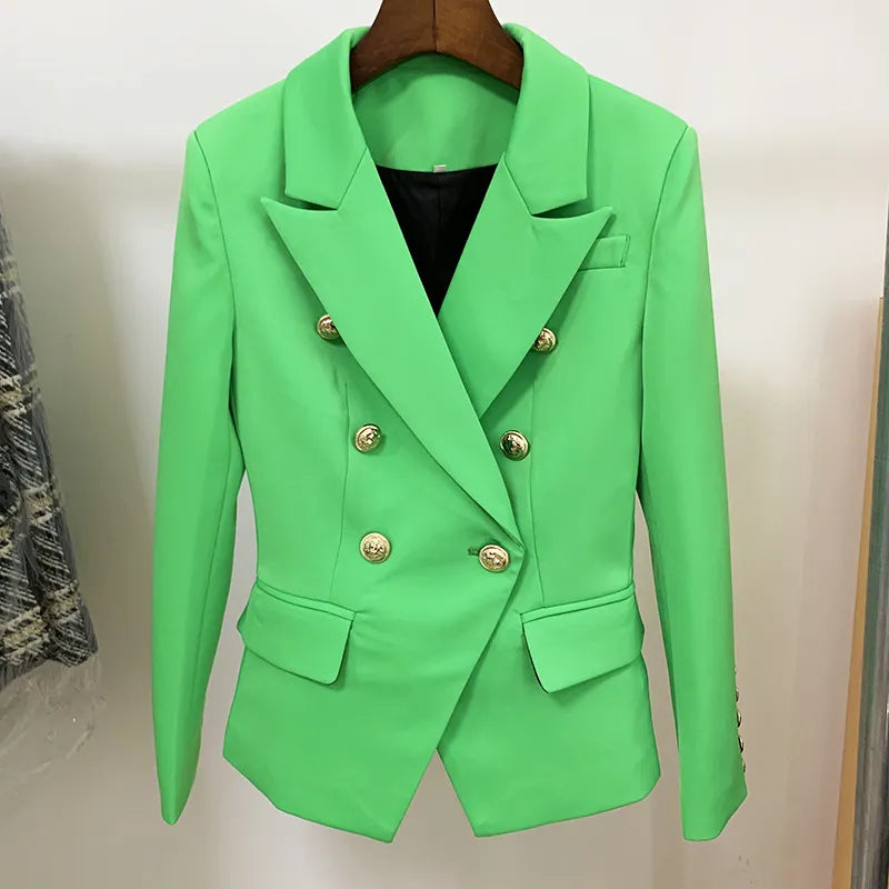Double Breasted Metal Lion Buttons Blazer Outer