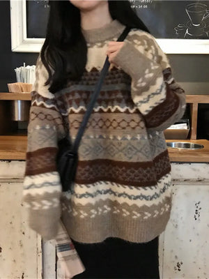 Pullover Knit Loose Striped Pull Jumpers