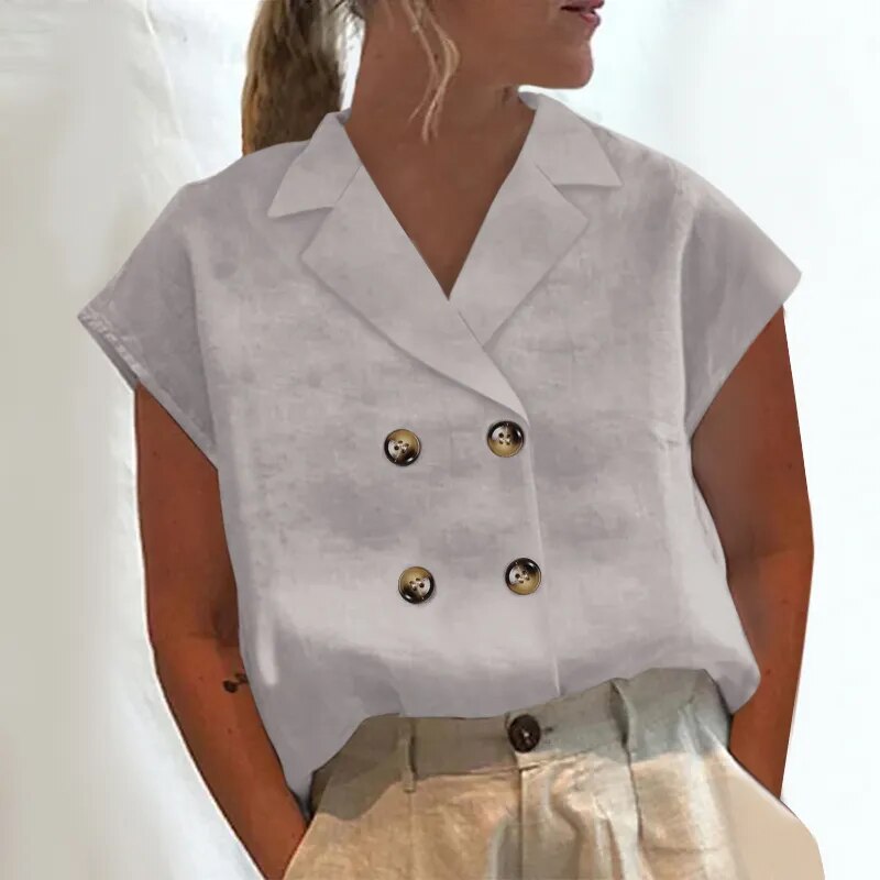 Linen Blusas Mujer Stylish White Shirt