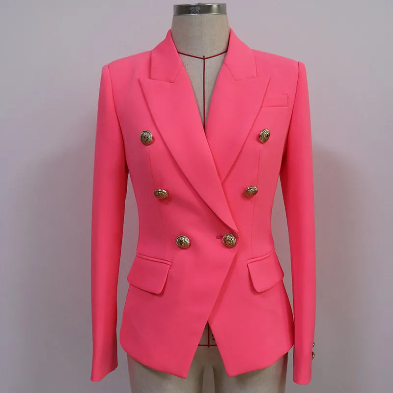 Double Breasted Metal Lion Buttons Blazer Outer