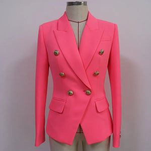 Double Breasted Metal Lion Buttons Blazer Outer