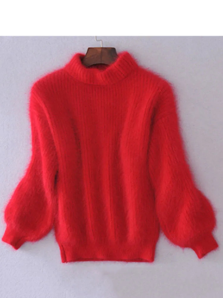 Lantern Sleeve Casual Solid Color Pullover Pull Femme