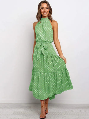 Polka Dot Halter Strapless Dresses