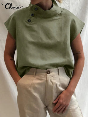Linen Blusas Mujer Stylish White Shirt