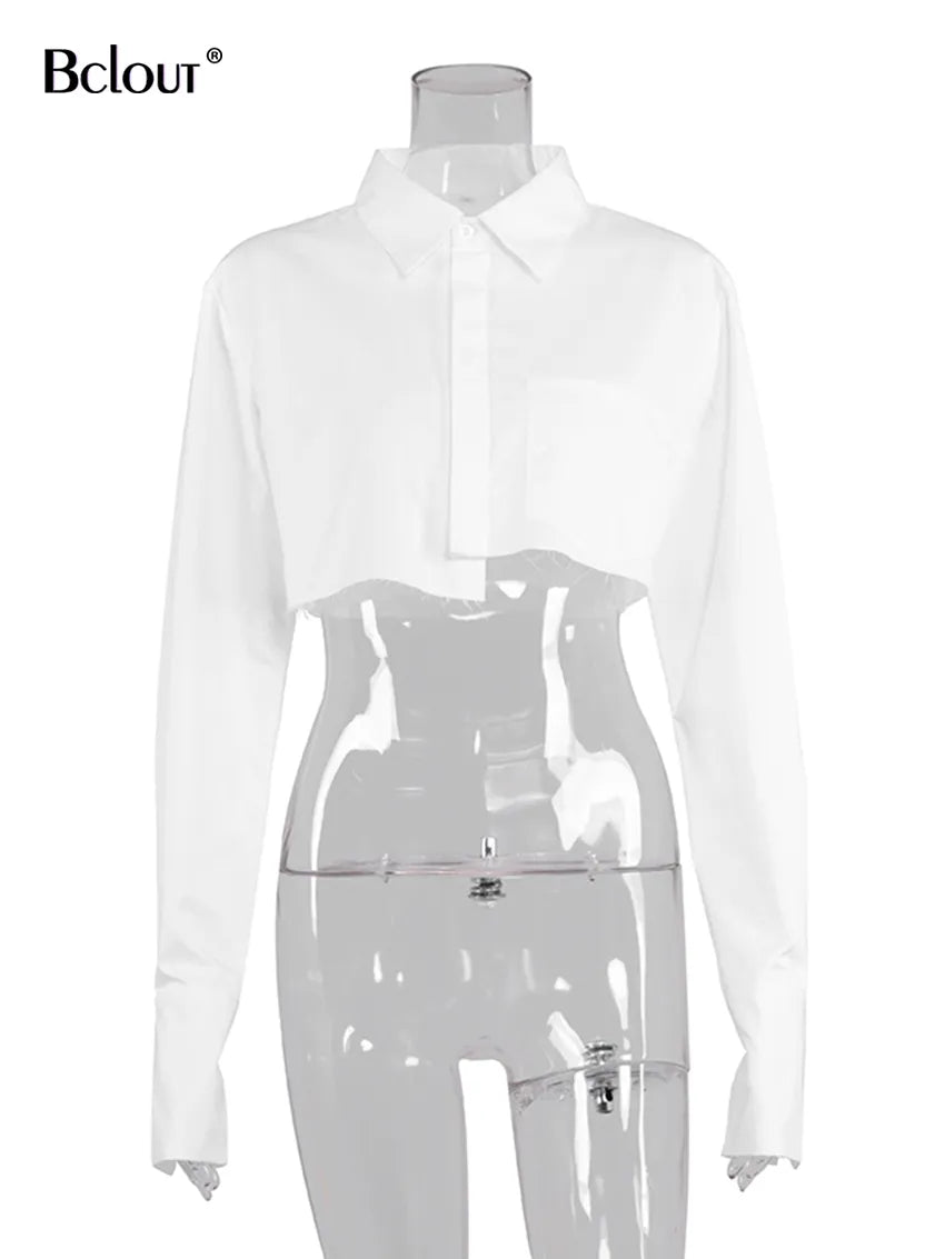 Bclout Fashion White Crop Tops