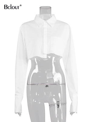Bclout Fashion White Crop Tops