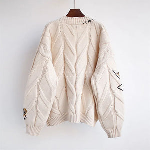 Letter Embroidery Loose Sweaters