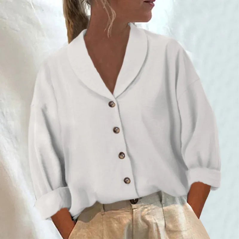 Linen Blusas Mujer Stylish White Shirt