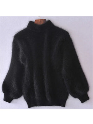 Lantern Sleeve Casual Solid Color Pullover Pull Femme