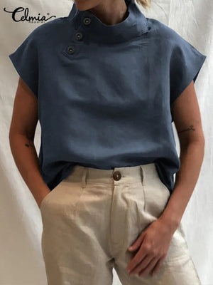 Linen Blusas Mujer Stylish White Shirt