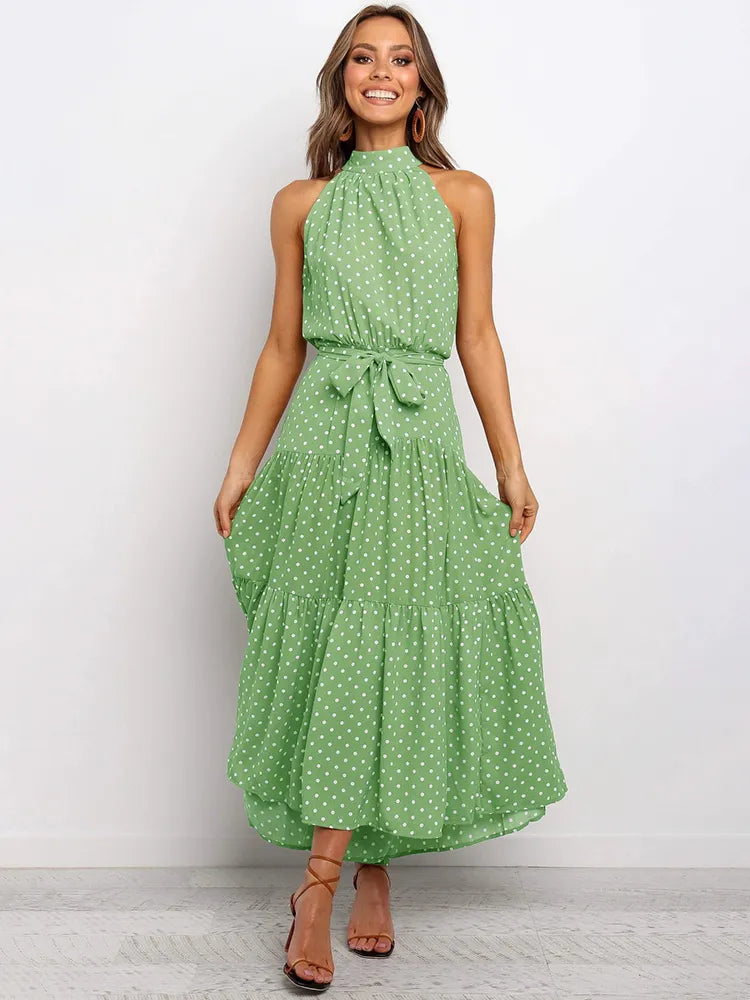 Polka Dot Halter Strapless Dresses