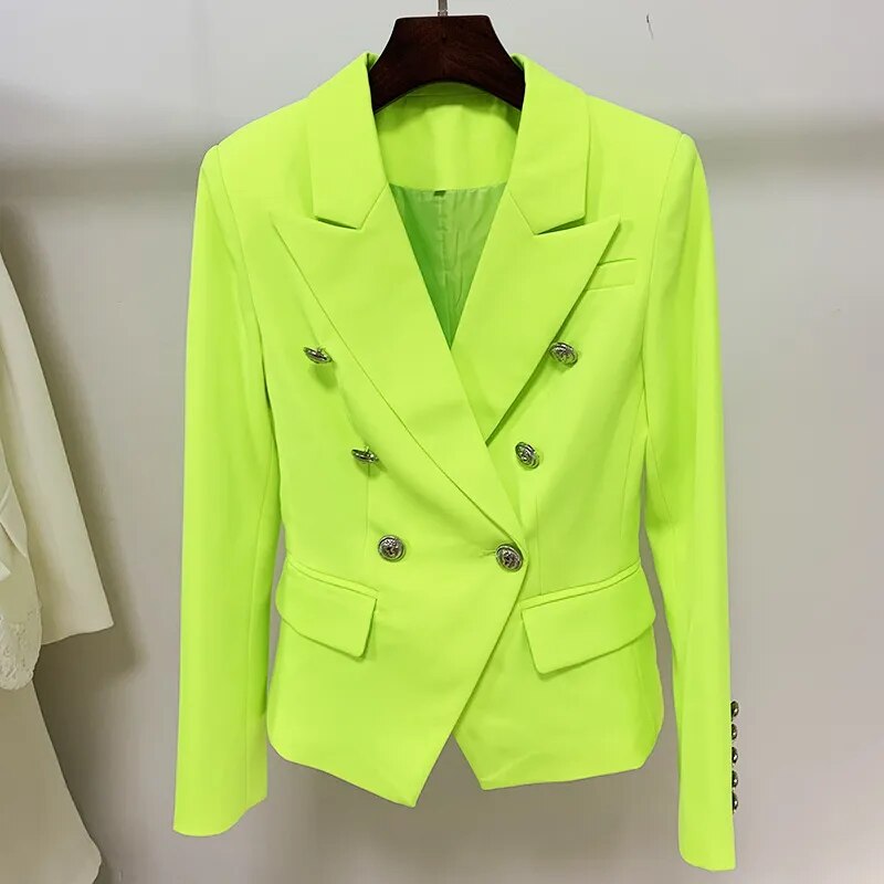 Double Breasted Metal Lion Buttons Blazer Outer