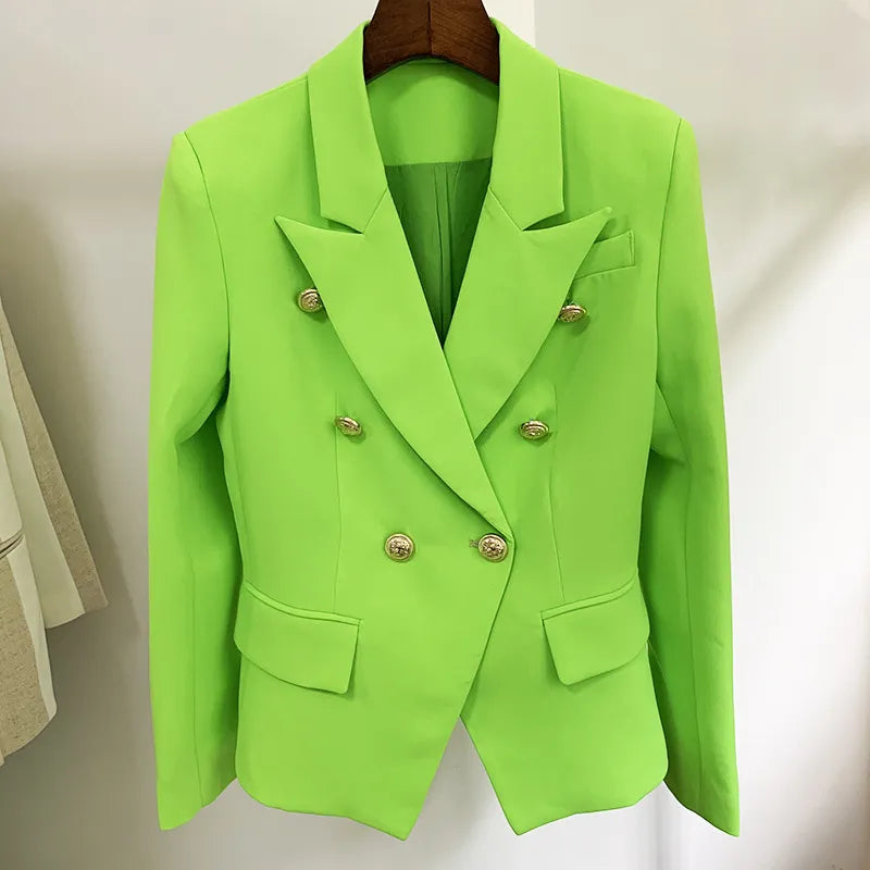 Double Breasted Metal Lion Buttons Blazer Outer