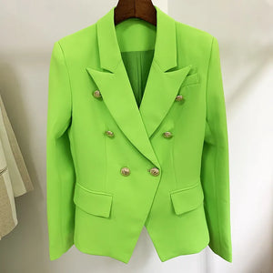 Double Breasted Metal Lion Buttons Blazer Outer