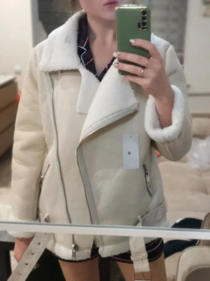 Ailegogo Fur Leather Coats
