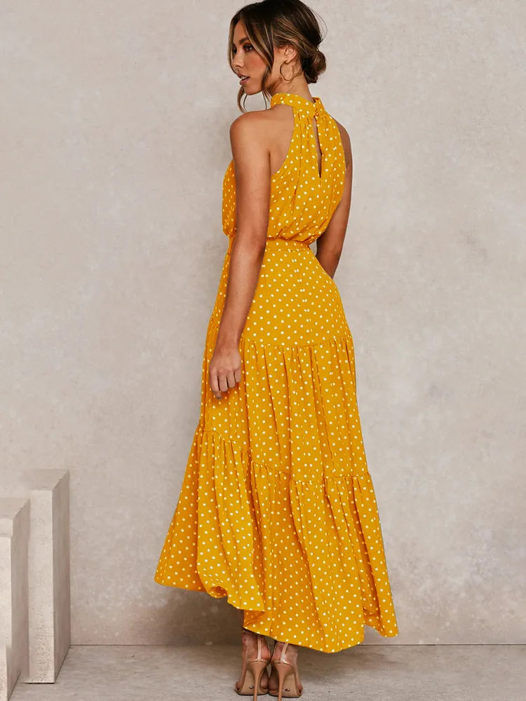 Polka Dot Halter Strapless Dresses