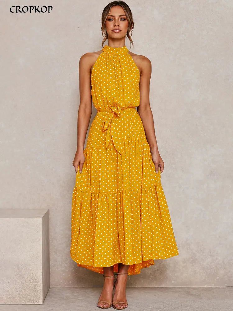 Polka Dot Halter Strapless Dresses