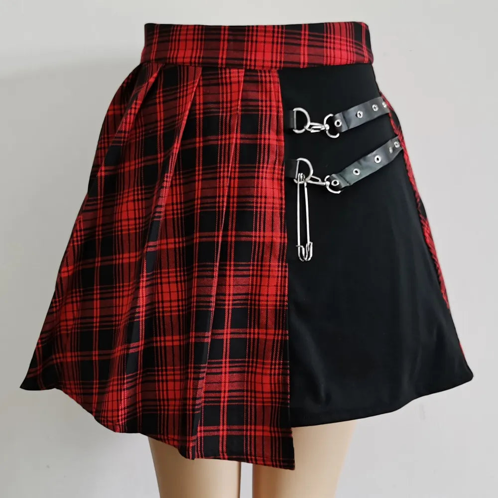Harajuku Punk Irregular Mini Pleated Skater Skirt