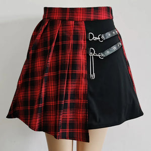 Harajuku Punk Irregular Mini Pleated Skater Skirt