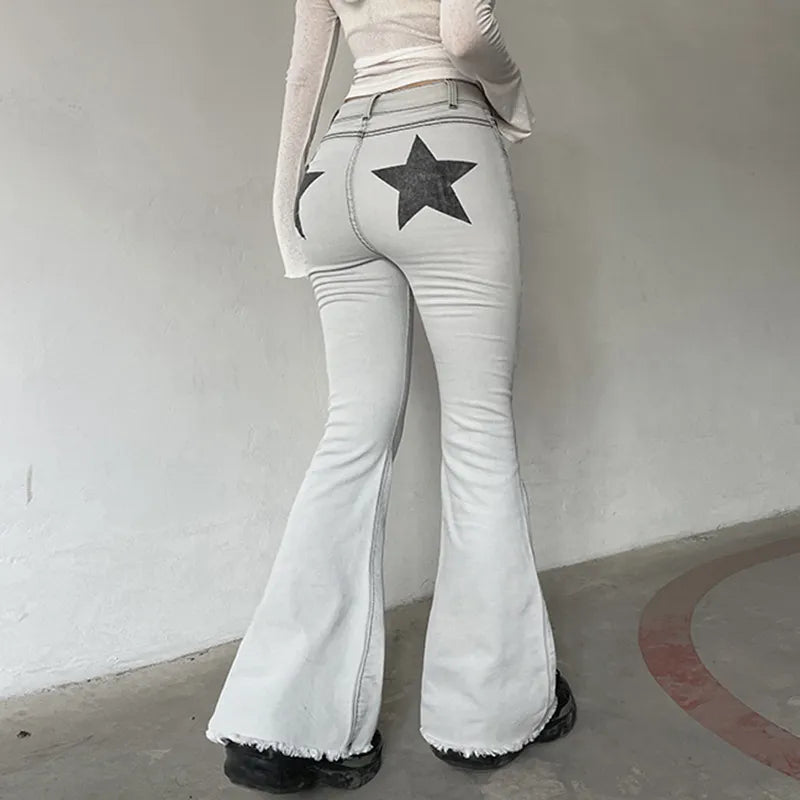 ALLNeon Indie Aesthetics Slim Low Waist Flare Pants