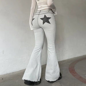 ALLNeon Indie Aesthetics Slim Low Waist Flare Pants