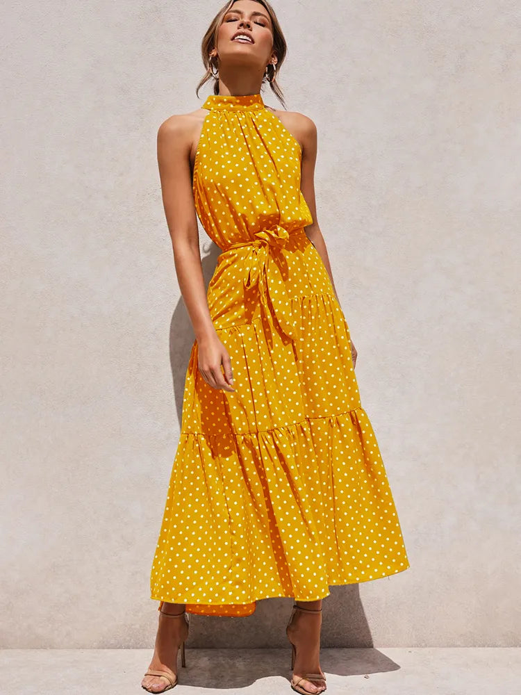 Polka Dot Halter Strapless Dresses