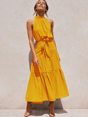 Polka Dot Halter Strapless Dresses