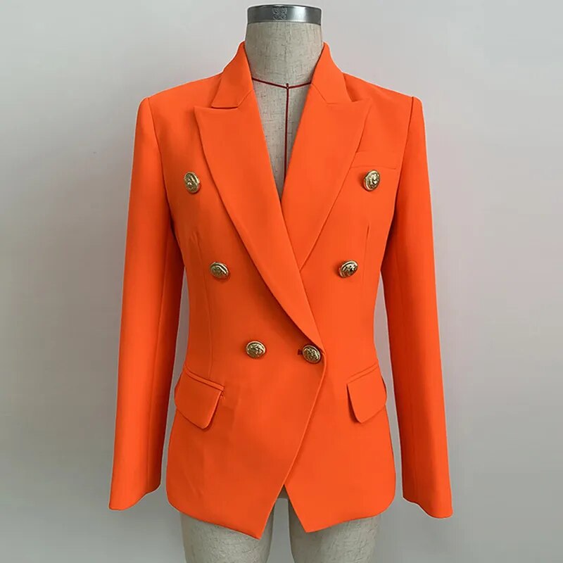 Double Breasted Metal Lion Buttons Blazer Outer