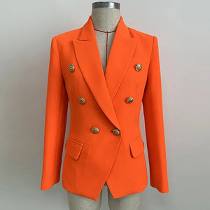 Double Breasted Metal Lion Buttons Blazer Outer