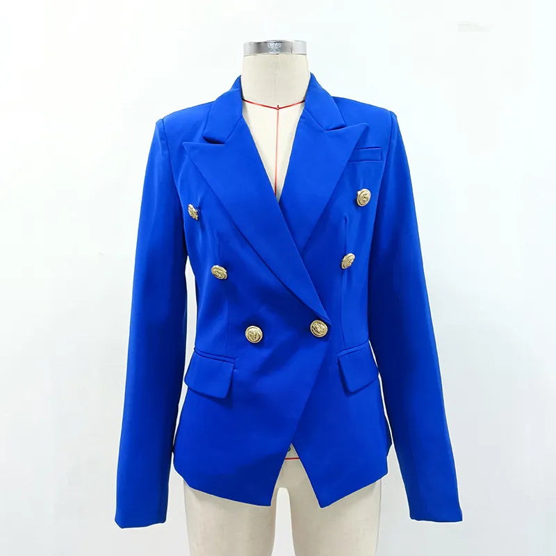 Double Breasted Metal Lion Buttons Blazer Outer