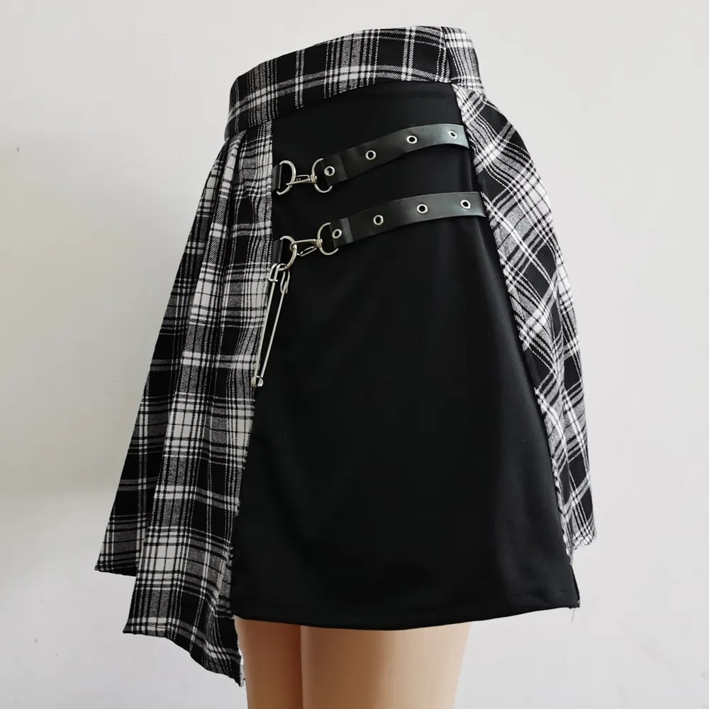 Harajuku Punk Irregular Mini Pleated Skater Skirt