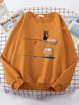 Cute Cat Not In Service Print Hoodies
