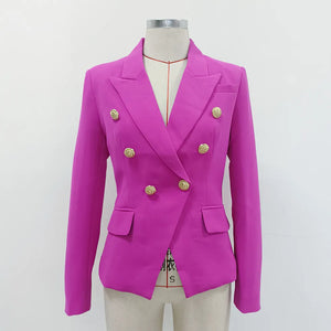 Double Breasted Metal Lion Buttons Blazer Outer