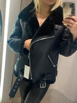 Ailegogo Fur Leather Coats